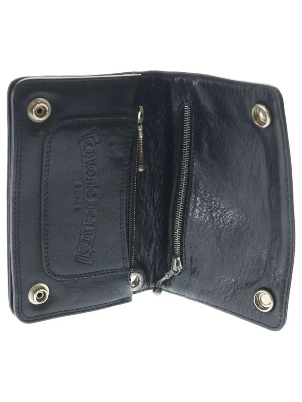 Chrome Hearts Cross Ball Button Leather Wallet Black